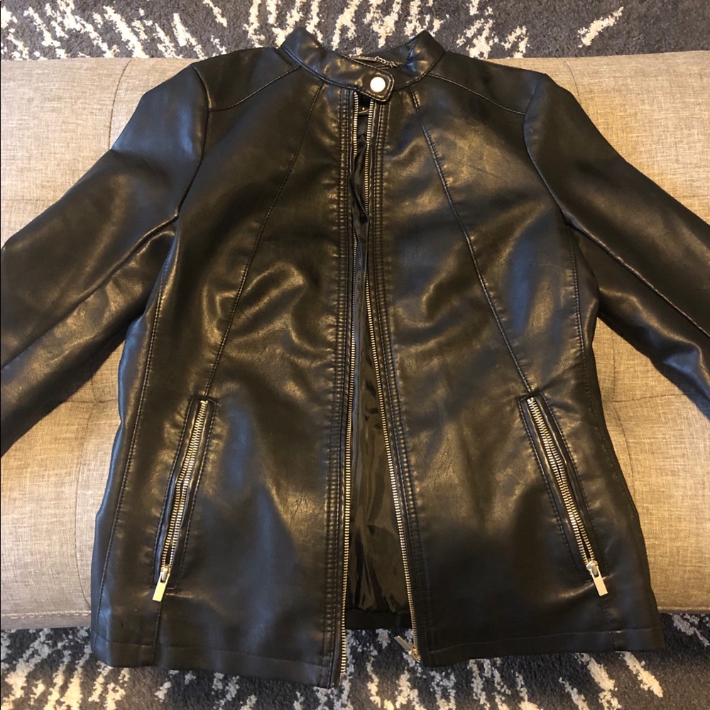Black faux leather jacket
